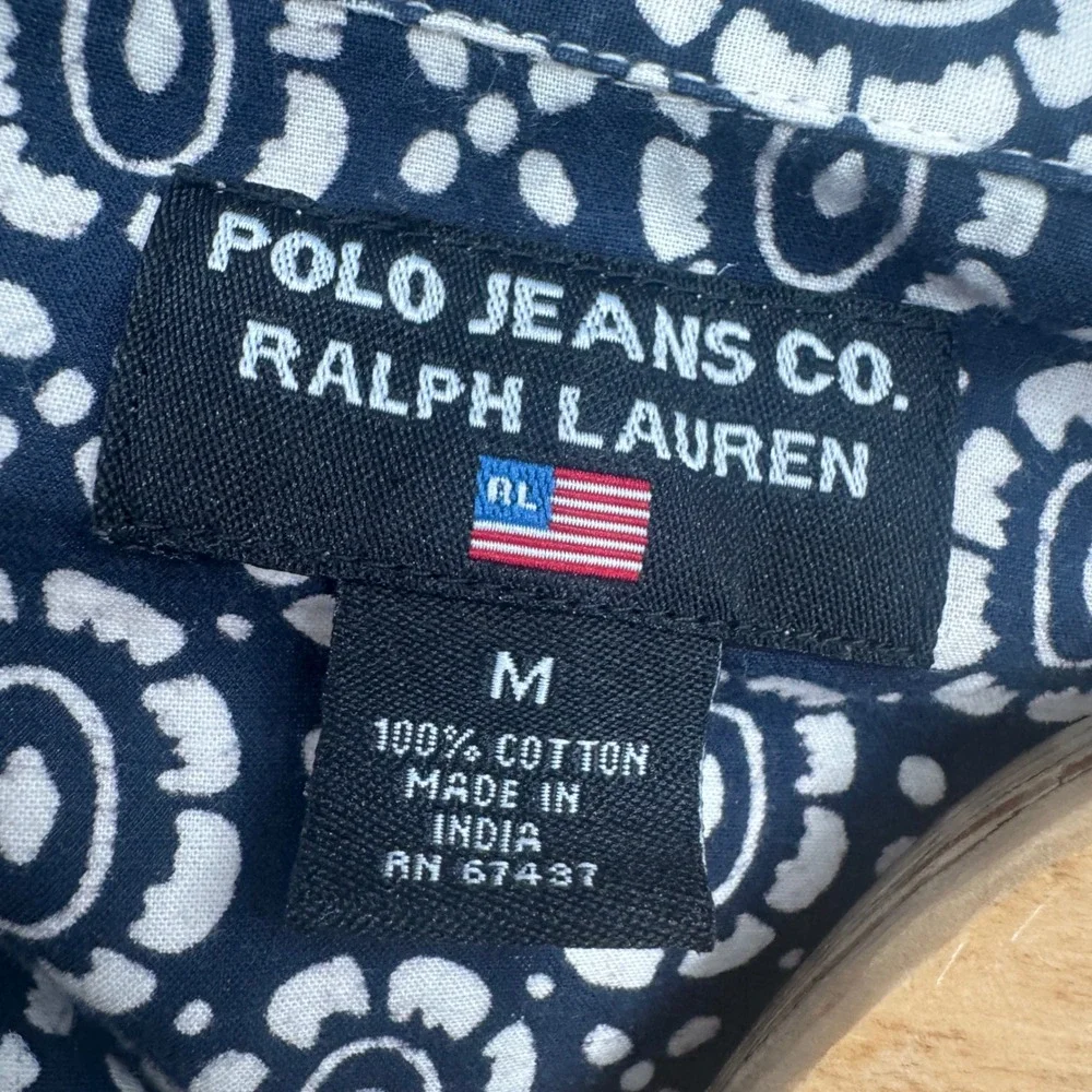 Polo Jeans Co. Ralph Lauren Shirt Medium Short Sleeve Button Up Geometric Floral